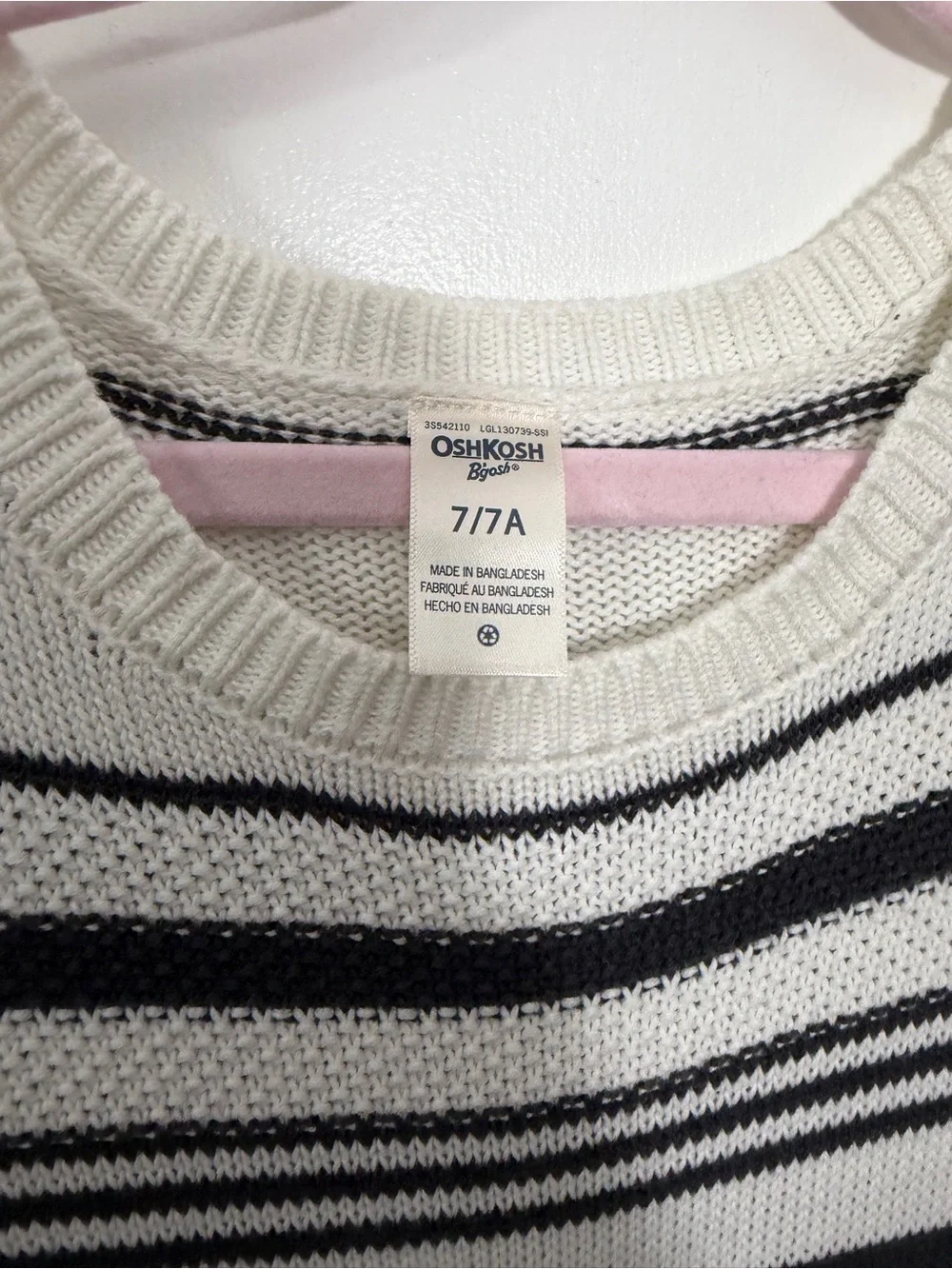 OshKosh B'gosh White & Black Striped Knit Dress